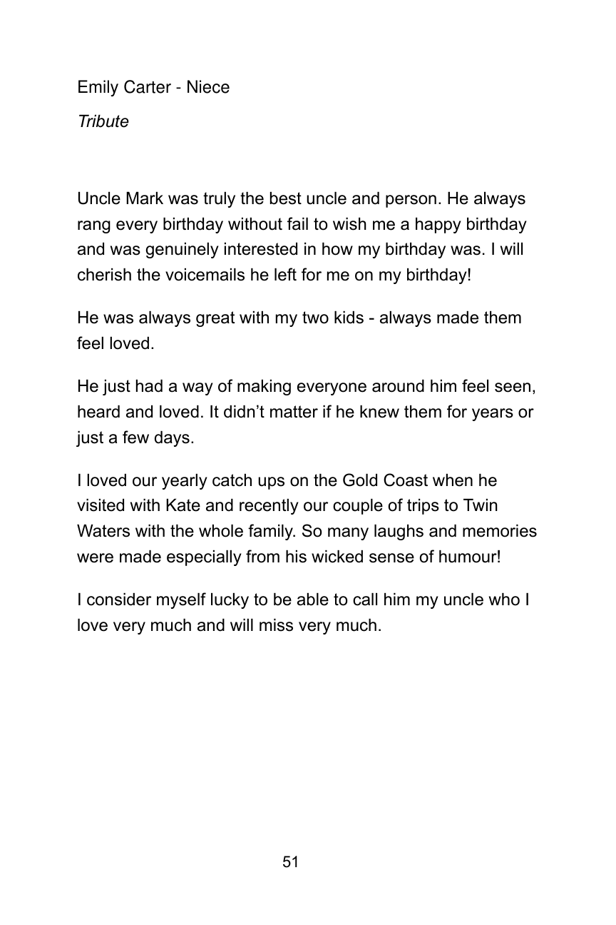 Anonymised tribute book example page 1