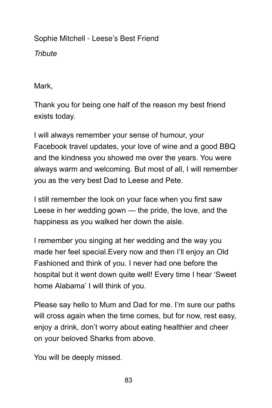 Anonymised tribute book example page 6
