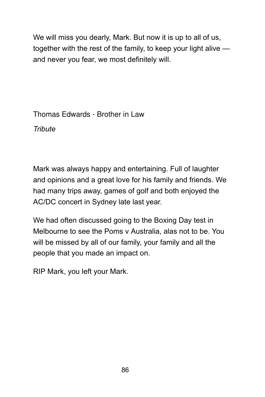 Anonymised tribute book example page 8