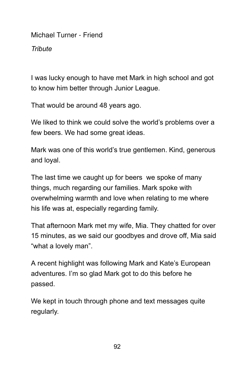 Anonymised tribute book example page 9